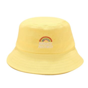 Унисекс сгъваема бродирана шапка тип кофа с принт на дъгата Външна слънцезащитна шапка Рибарски шапки
