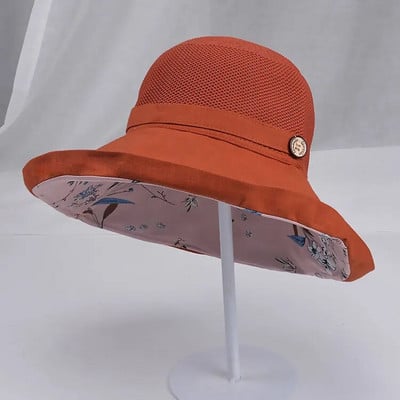 K116 Дамска шапка-кофа Панама Модна козирка за слънце Дишаща шапка за рибарска защита Летни шапки Плажни шапки за слънце Дишаща