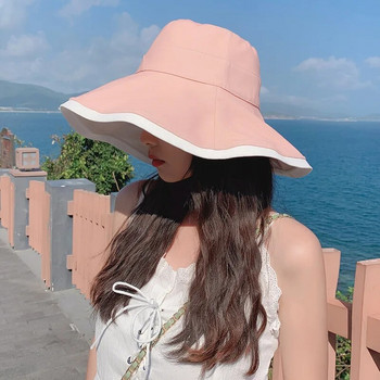 Нова двустранна сгъваема шапка-кофа за жени, момичета, лятна шапка за слънце, козирка, рибарска шапка, анти-UV широка периферия, слънцезащитни шапки, шапки