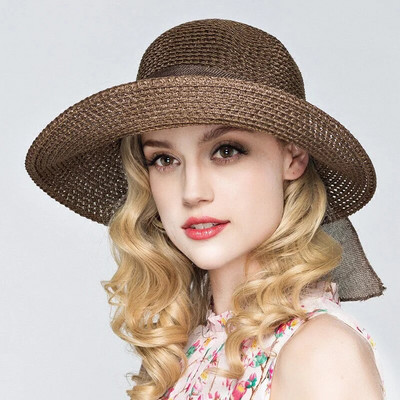 2019 Summer Bow Ribbon Sun Hat Panama Γυναικείο καπέλο Bonnet Καπέλα παραλίας Ψάθινα καπέλα καλοκαιρινά καπέλα για γυναίκες шляпа соломенная gorro mujer