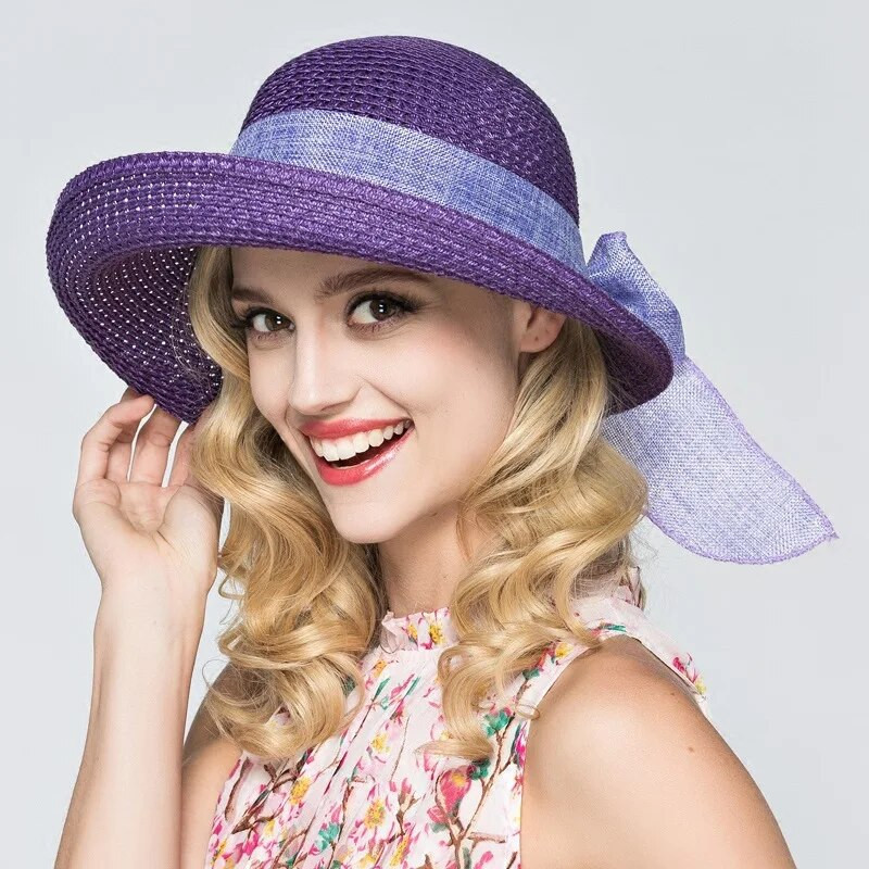 2019 Summer Bow Ribbon Sun Hat Panama Γυναικείο καπέλο Bonnet Καπέλα παραλίας Ψάθινα καπέλα καλοκαιρινά καπέλα για γυναίκες шляпа соломенная gorro mujer