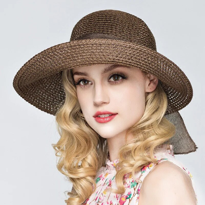 2019 Summer Bow Ribbon Sun Hat Panama Γυναικείο καπέλο Bonnet Καπέλα παραλίας Ψάθινα καπέλα καλοκαιρινά καπέλα για γυναίκες шляпа соломенная gorro mujer
