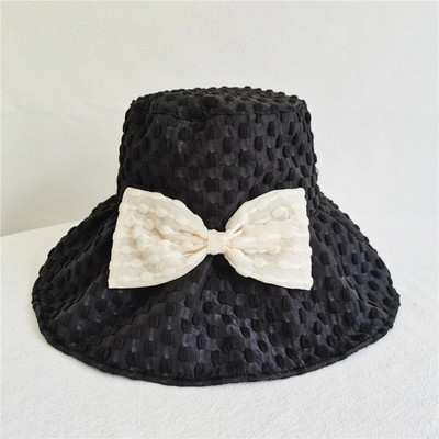 Nauja moteriška keturių sezonų skėtis nuo saulės, lauko didelės briaunos Bowknot kibiro kepurė žvejo kepurė Panamos skrybėlė madinga