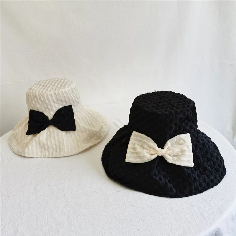 Nauja moteriška keturių sezonų skėtis nuo saulės, lauko didelės briaunos Bowknot kibiro kepurė žvejo kepurė Panamos skrybėlė madinga