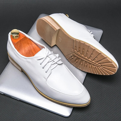 Svečane cipele na vezanje Oxfordice Moda Retro Elegantna uredska radna obuća za slobodno vrijeme Muške vjenčane kožne cipele Svečane cipele Bijele