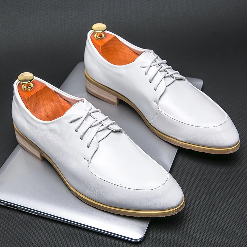 Svečane cipele na vezanje Oxfordice Moda Retro Elegantna uredska radna obuća za slobodno vrijeme Muške vjenčane kožne cipele Svečane cipele Bijele
