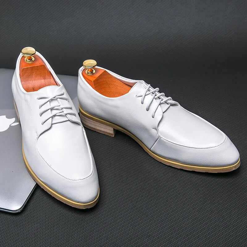 Svečane cipele na vezanje Oxfordice Moda Retro Elegantna uredska radna obuća za slobodno vrijeme Muške vjenčane kožne cipele Svečane cipele Bijele