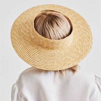 Καλοκαιρινά άδεια επάνω στρογγυλά καπέλα ηλίου για γυναίκες Κομψά Ψάθινο καπέλο παραλίας με φαρδύ μεγάλο γείσο Casual Panama Caps Προστασίας από υπεριώδη ακτινοβολία Sombrero