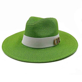 Панама Джаз шапка Летни шапки за жени Мъже Нова цветна слънчева шапка Външна сламена шапка Слънцезащитна плажна шапка Унисекс сламена шапка 2022