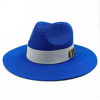 Панама Джаз шапка Летни шапки за жени Мъже Нова цветна слънчева шапка Външна сламена шапка Слънцезащитна плажна шапка Унисекс сламена шапка 2022