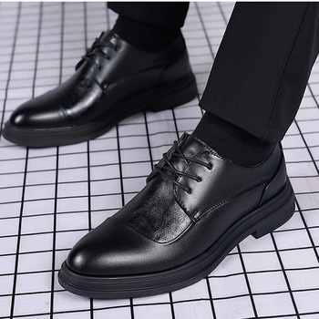 Ανδρικά δερμάτινα παπούτσια επώνυμα επώνυμων σχεδιαστών Μαύρο γαμήλιο φόρεμα παπούτσι με κορδόνια casual Business Oxfords Point Toe Office Formal, αρσενικό Italiano