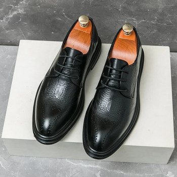 WAERTA Επαγγελματικά Επίσημα Δερμάτινα Ανδρικά Παπούτσια Νυφικά Μόδα Καφέ Οξφόρδης Μυτερά παπούτσια γραφείου Derby Luxury Men Zapatos