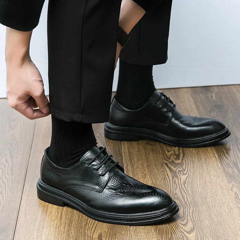 WAERTA Verslo oficialūs odiniai batai Vyriški laisvalaikio vestuviniai batai Madingi rudi Oksfordo smailūs biuro derbio batai Prabangūs vyriški Zapatos