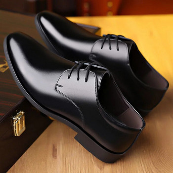 2023 Нови официални мъжки обувки с връзки Модни мъжки обувки Британски стил Меко дъно Ежедневни Pu кожа Водоустойчиви удобни бизнес