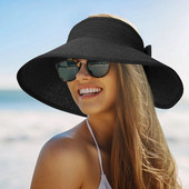 Ženski ljetni šešir sa šilterima Sklopiva kapa za sunčanje Široki veliki obodi Slamnati šeširi za plažu Chapeau Lady Beach UV zaštitne kape