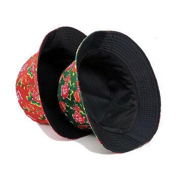 2024 Βορειοανατολικό καπέλο με μεγάλο μοτίβο λουλουδιών Ανοιξιάτικο και Καλοκαίρι Μόδα για άντρες και γυναικείες σκίαστρο διπλής όψης Casual Panama Bob Cap