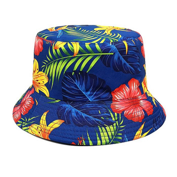 2024 Североизточна голяма шапка с шарка на цветя Пролетна и лятна мода за мъже и жени Двустранен сенник Ежедневна панама Боб шапка