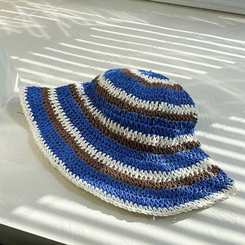 Лятна жена, горещо момиче, шапка със сламена тъкан, външна анти-Uv широкопола шапка със сенници, лятна рибарска шапка с цвят на дъгата