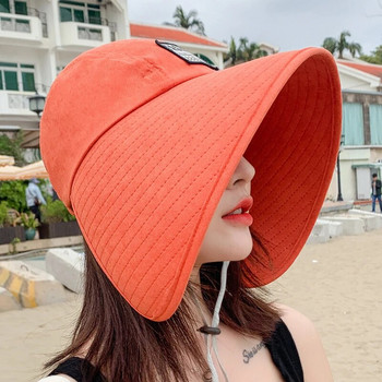 Γυναικείο καλοκαιρινό καπέλο με μεγάλο γείσο Ρυθμιζόμενη αντι-UV προστασία Ψαράδικο καπέλο Πτυσσόμενο καπέλο για τον ήλιο παραλία Άδειο επάνω καπέλο Καπέλο αλογοουρά Ταξίδι