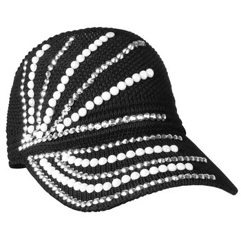 Модна шапка с кристали от кристали, шапка с конска опашка, регулируема блестяща бейзболна шапка, модна отворена спортна козирка за слънце за жени