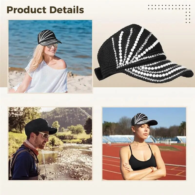 Madinga skrybėlė, dygliuota Kalnų krištolų kristalais, arklio uodegos kepurė Reguliuojama Bling beisbolo kepurė Madinga atvira viršūnėlė, sportinis skydelis nuo saulės moterims