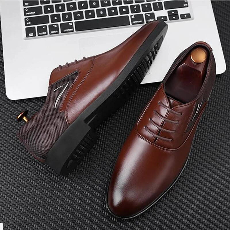 Oxford cipele za muškarce Kožna poslovna haljina Raznovrsna ležerna obuća koja apsorbira udarce Otporna na habanje Chaussure Homme Office Mens