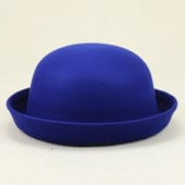 Pălărie melon Copii adulți Pălărie cu vârf plat Pălărie de jazz din imitație de lână de culoare pură Pălărie cu boruri late pentru damă Pălărie rotundă elegantă Pălărie zilnică pentru femei