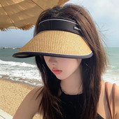Ljetna prazna slamnata kapa Prijenosni šeširi za sunčanje sa širokim obodom Ženski sklopivi suncobran Šešir za plažu s UV zaštitom Vanjska kapa sa šiltom