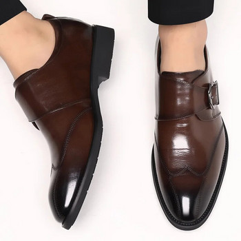 Обувки Monk за мъже Обувки от PU кожа с връхни пръсти Ежедневни бизнес обувки за мъже Сватбено парти Офис официални оксфордки