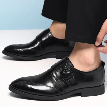 Обувки Monk за мъже Обувки от PU кожа с връхни пръсти Ежедневни бизнес обувки за мъже Сватбено парти Офис официални оксфордки
