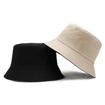 Памучна лятна сгъваема шапка-кофа Унисекс Дамска слънцезащитна шапка на открито Чист цвят Шапка за риболов и лов Мъжка шапка за басейн Плажна шапка