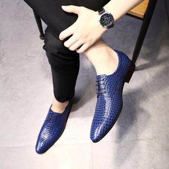 38-48 Мъжки обувки от PU кожа Луксозни крокодилски модели Мъжки бизнес рокли Ежедневни социални обувки Мъжки сватбени обувки Zapatos Hombre