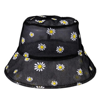 Шапка Daisy Bucket Прозрачна панама Дамска мрежеста дантела Цветя Плажни шапки за пътуване Мода Пролет Лято Слънчева шапка 2021 НОВО