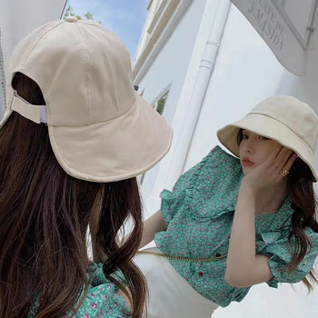 Корейска версия на рибарска шапка, която може да се завърже на конска опашка, анти-UV слънцезащитна шапка, тънко покривало за момичета на открито, дишащи слънчеви шапки