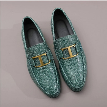 Νέα ψηλοτάκουνα κομψά ανδρικά παπούτσια με φόρεμα trend Πράσινη μύτη casual δερμάτινα loafers για άντρες Μόδα slip-on ανδρικά επίσημα παπούτσια
