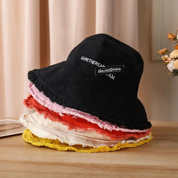 Модни дамски памучни шапки с кофи Дамска лятна есенна слънцезащитна рибарска шапка Шапка с шапка за плаж на открито за жени