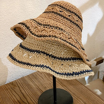K135 Дамска сламена шапка Тъкана шапка Женска дива лятна козирка за слънце Сламена шапка Сгъваема слънцезащита Голяма периферия PanamaWomen New 2021