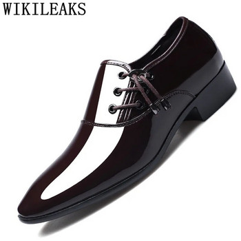 Обувки за рокли Мъжки лачени мъжки обувки Oxford Мъжки обувки за рокли Бизнес обувки Мъжки кожени Oxford Zapatos De Hombre De Vestir Formal