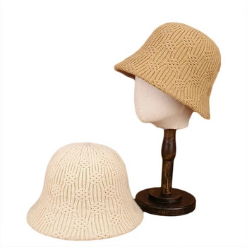 Есенни шапки за жени 2022 г. Нова реколта плетена шапка тип кофа дишаща вълнена шапка за мивка зимна подходяща за шапка за рибарки
