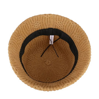 Есенни шапки за жени 2022 г. Нова реколта плетена шапка тип кофа дишаща вълнена шапка за мивка зимна подходяща за шапка за рибарки