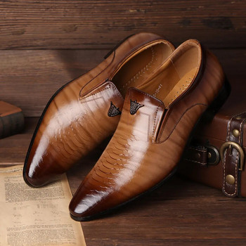 Мъжки мокасини Ежедневни обувки Кожени класически ниско изрязани релефни оксфордски удобни италиански рокли Мъжки бизнес мъжки големи размери 38-48