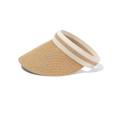 Ženske kape sa šiltom s mašnom Ženske šešire sa šiltom za sunce Ručno izrađene DIY Ljetne kape od slame Ležerni prazan cilindar Kape za plažu