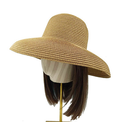 Πορτοκαλί καπέλο 2023 νέο γυναικείο καπέλο ηλίου σε στυλ Hepburn πτυσσόμενο καπέλο παραλίας με μεγάλο γείσο αντηλιακό καπέλο ταξιδιού шляпа соломенная