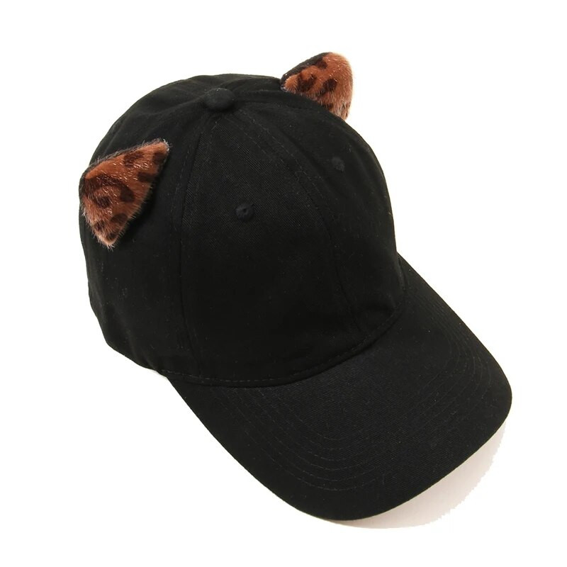 IL KEPS moteriška kepurė, skirta moteriškai kepurėlei, 3D miela mergaitei, juodai leopardo, gyvūno ausys, moteriška beisbolo kepurė nuo saulės, viršutinė Kpop Snapback BQM336