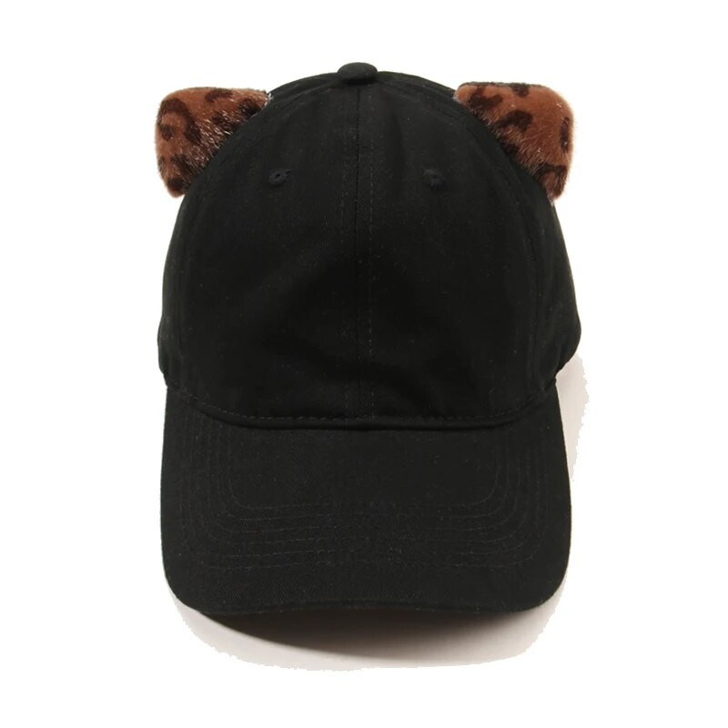 IL KEPS moteriška kepurė, skirta moteriškai kepurėlei, 3D miela mergaitei, juodai leopardo, gyvūno ausys, moteriška beisbolo kepurė nuo saulės, viršutinė Kpop Snapback BQM336
