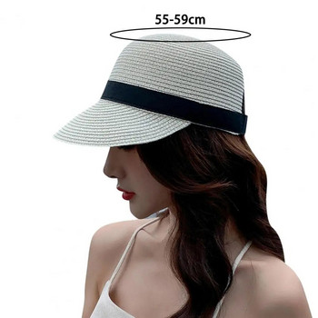 Летни дамски сламени шапки на открито, дишащи засенчващи слънцезащитни шапки с остриета, модни дамски бейзболни шапки за пътуване
