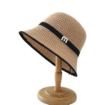 2023 летни плетени кухи слънчеви шапки за жени с еднакъв цвят сенник дамска ваканционна плажна шапка с кофа Рибарска шапка на едро