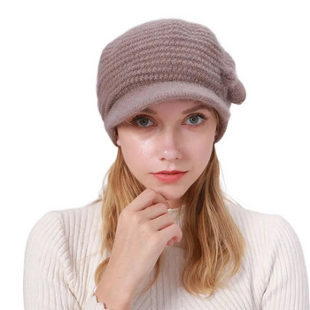 Slouch Caps Πιο ζεστά καπέλα Καπέλο με γούνα κουνελιού Peaked Keep ζεστό καπέλο Προσθέστε γούνινο καπέλο Γυναικείο φθινόπωρο Χειμερινό καπέλο Beret Beanie Cap