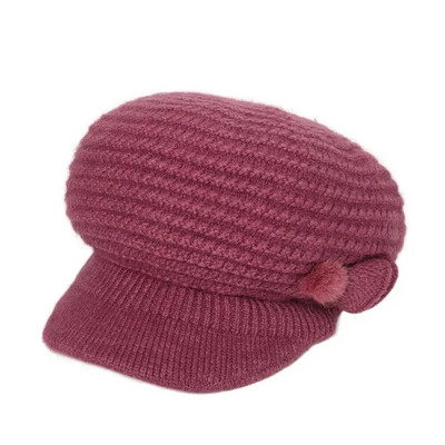 Спуснати шапки Топли шапки Шапка със заешка козина Затопляща шапка Добавете шапка с подплатена кожа Дамска есенно-зимна шапка Шапка с шапка с барета