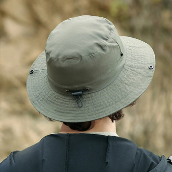 2023 Нова лятна дамска шапка с кофа Водоустойчива сгъваема 6 см шапка с периферия Слънчева шапка с възможност за окачване на открито планински къмпинг UV защита Капачка за мивка
